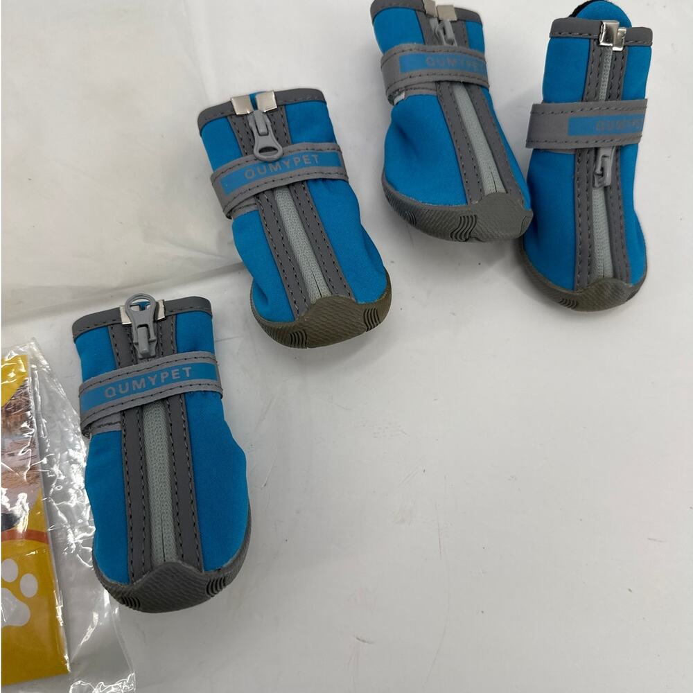 Dog Boots Size 3 Blue Gray Waterproof Paw Protector Shoes Set of 4 Outdoor New